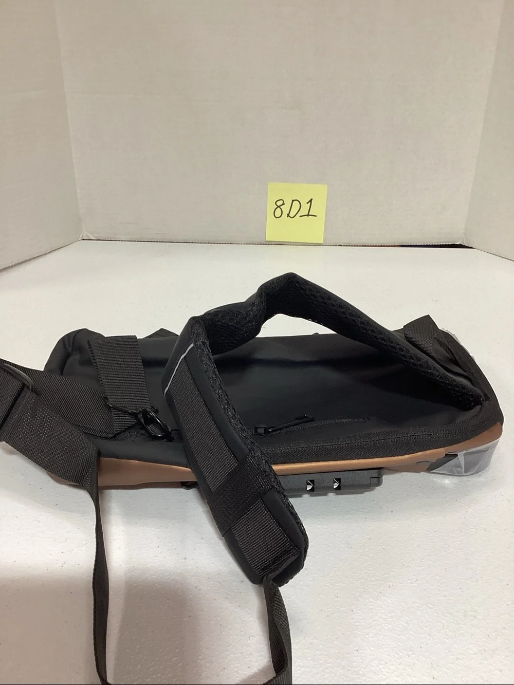 Black and Bronze Anti-Theft Sling Bag with Built-In Lock